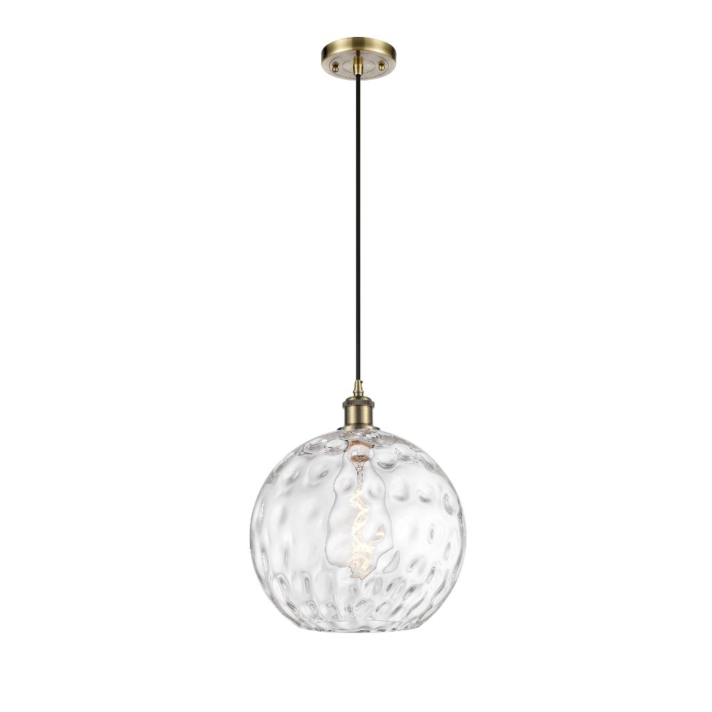 Innovations 516-1P-AB-G1215-12 Athens Water Glass 1 Light 12 inch Mini Pendant in Antique Brass