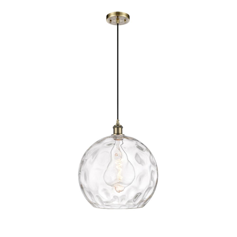 Innovations 516-1P-AB-G1215-14 Athens Water Glass 1 Light 13.75 inch Pendant in Antique Brass