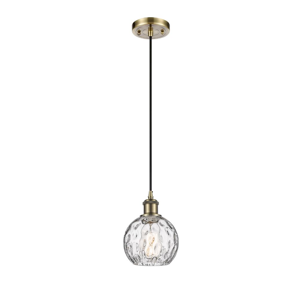 Innovations 516-1P-AB-G1215-6-LED Athens Water Glass 1 Light 6 inch Mini Pendant in Antique Brass