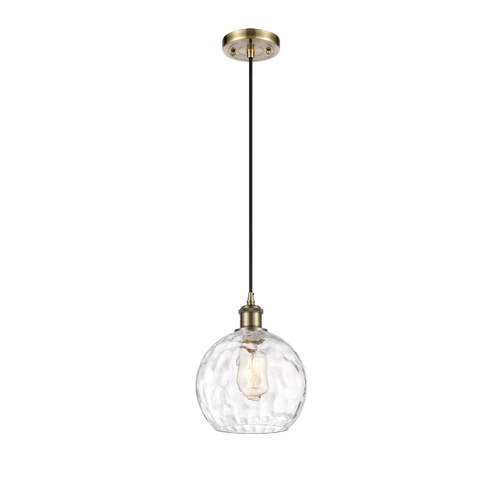 Innovations 516-1P-AB-G1215-8-LED Athens Water Glass 1 Light 8 inch Mini Pendant in Antique Brass