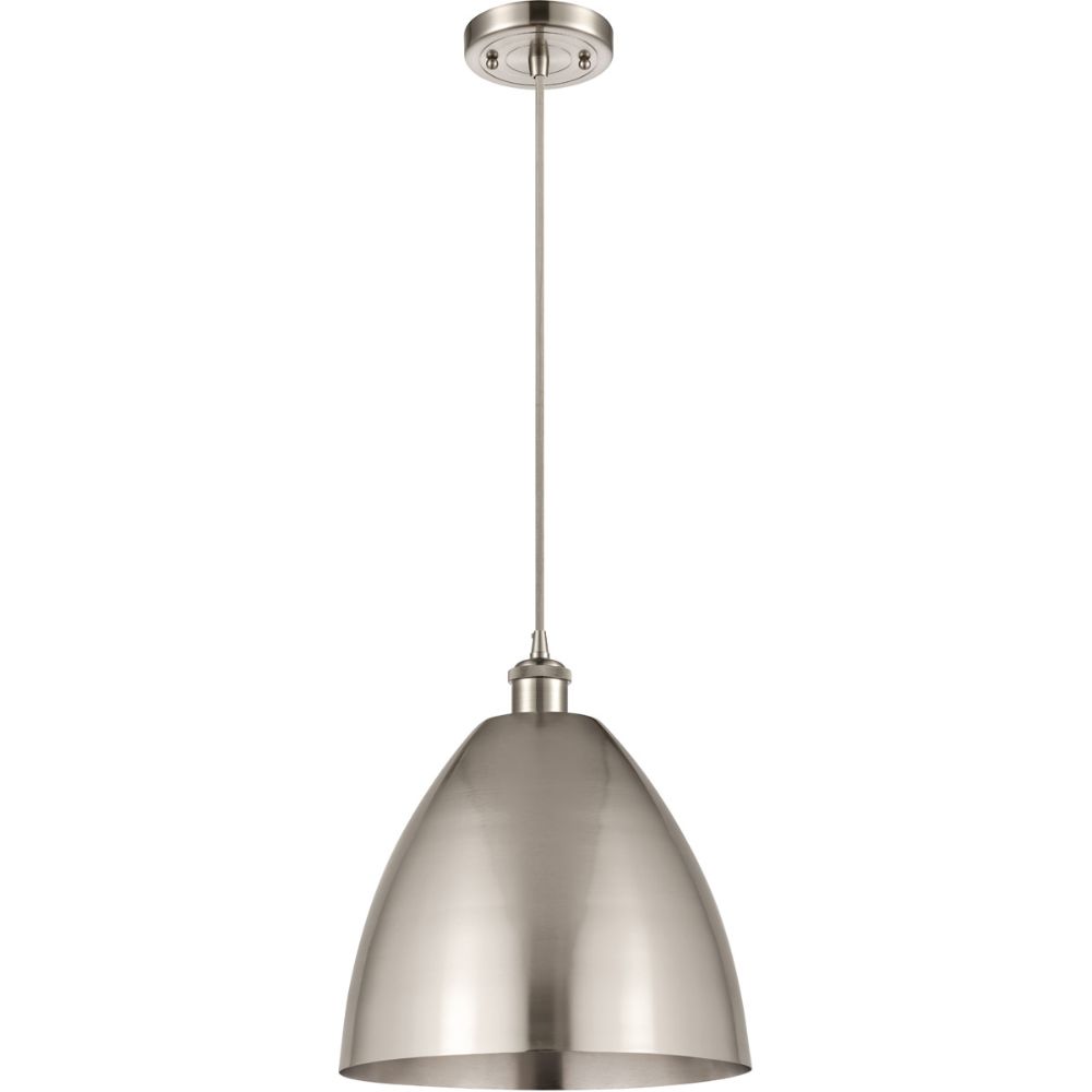 Innovations 516-1P-AB-MBD-12-RD Plymouth Dome Mini Pendant in Antique Brass with Red Plymouth Dome Cone Metal Shade
