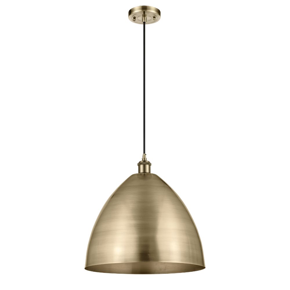 Innovations 516-1P-AB-MBD-16-AB Ballston Dome Mini Pendant in Antique Brass with Antique Brass Ballston Dome Cone Metal Shade