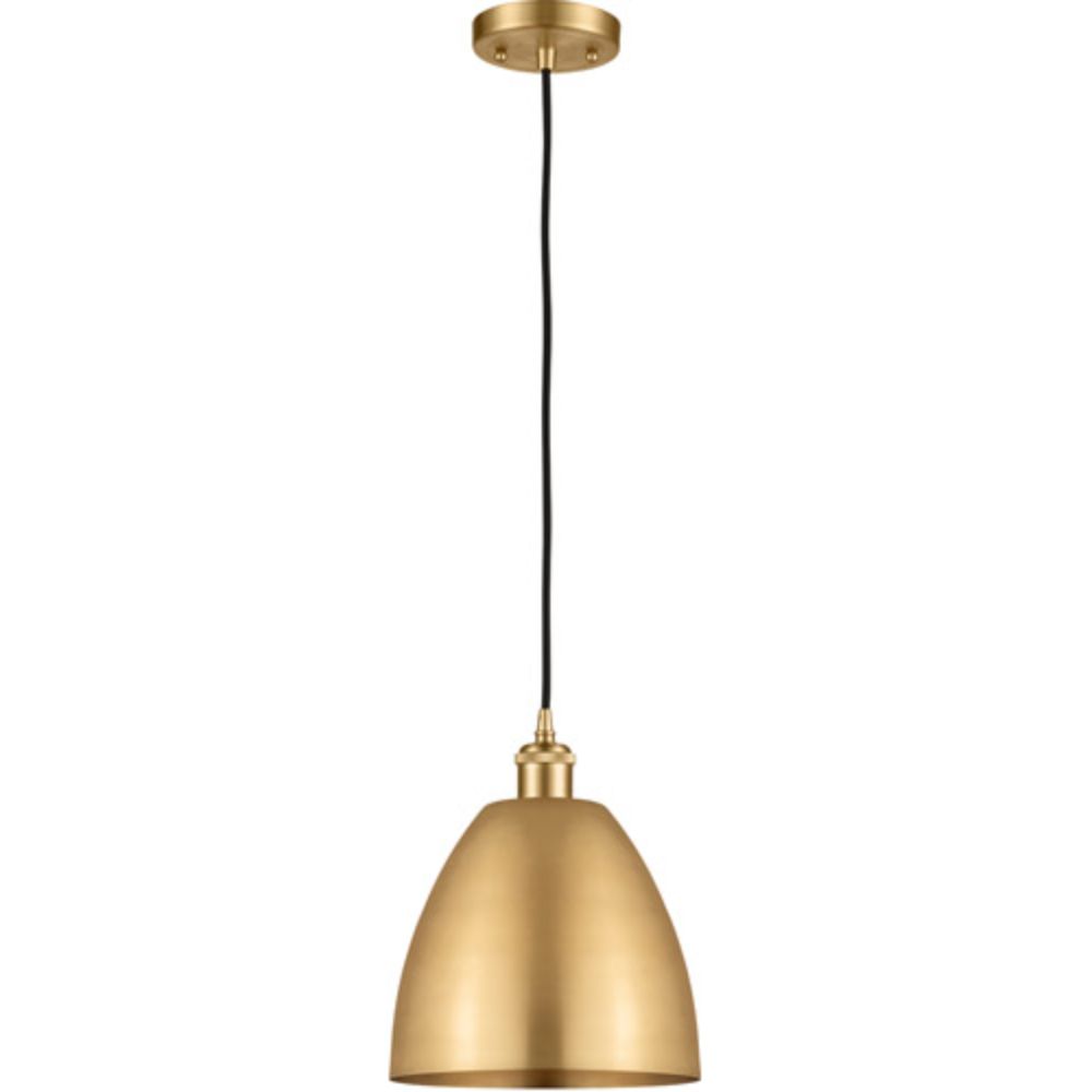 Innovations 516-1P-AB-MBD-9-BL-LED Plymouth Dome Mini Pendant in Antique Brass with Blue Plymouth Dome Cone Metal Shade