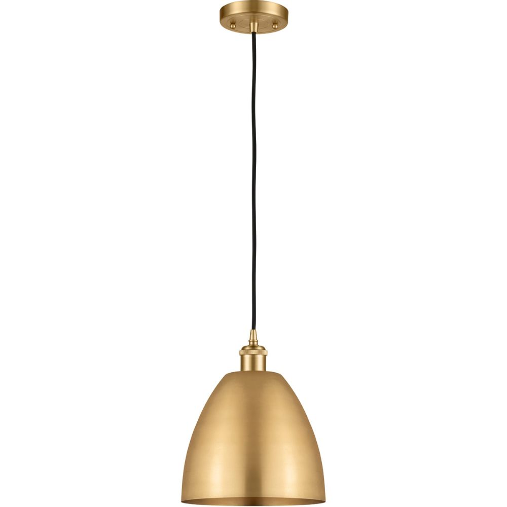 Innovations 516-1P-AB-MBD-9-BL Plymouth Dome Mini Pendant in Antique Brass with Blue Plymouth Dome Cone Metal Shade