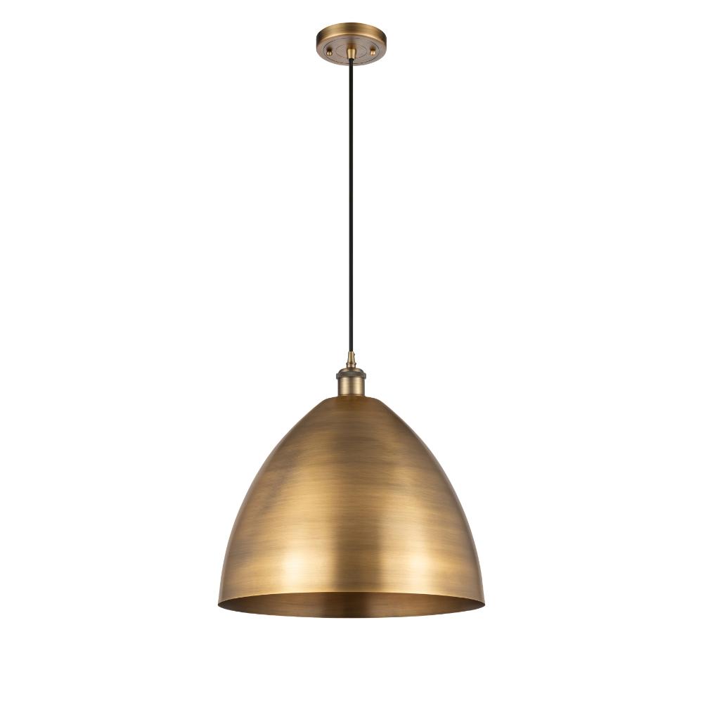 Innovations 516-1P-BB-MBD-16-BB Ballston Dome Mini Pendant in Brushed Brass with Matte Black Ballston Dome Cone Metal Shade