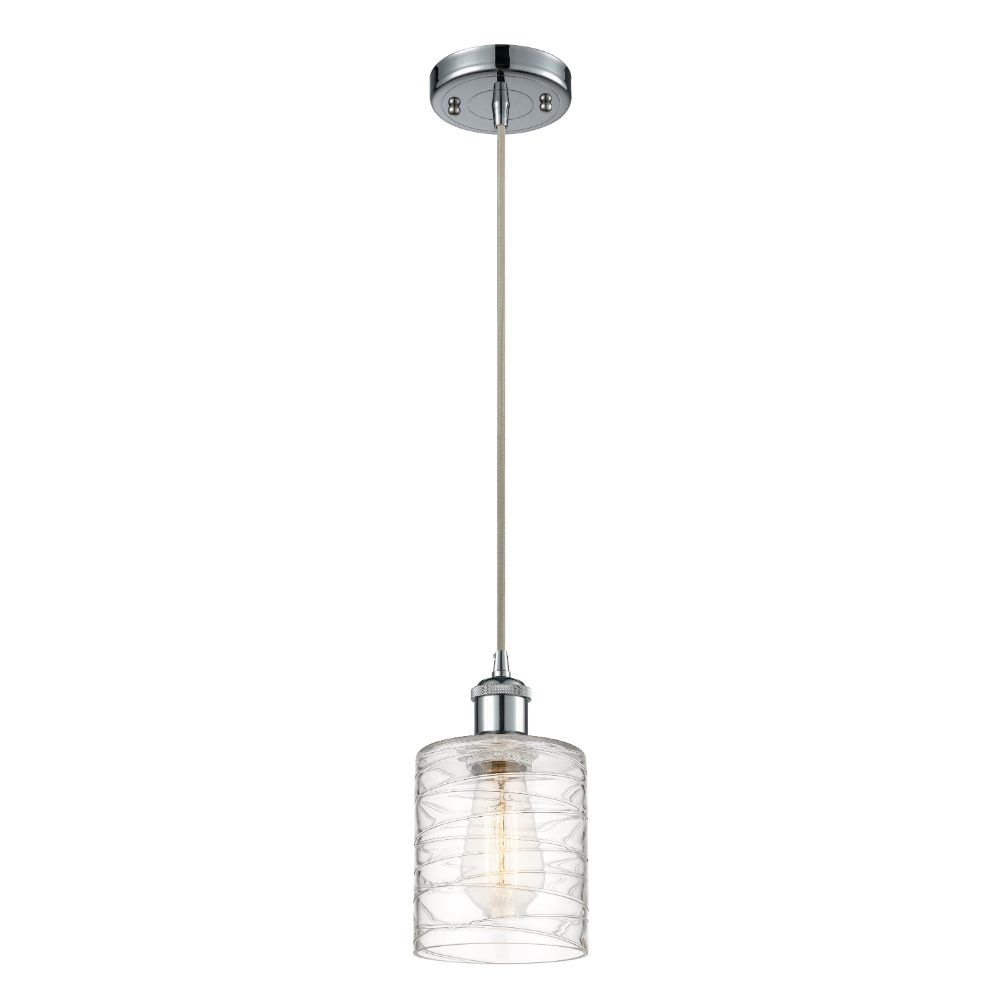 Innovations 516-1P-PC-G1113 Cobbleskill 1 Light Mini Pendant part of the Ballston Collection in Polished Chrome
