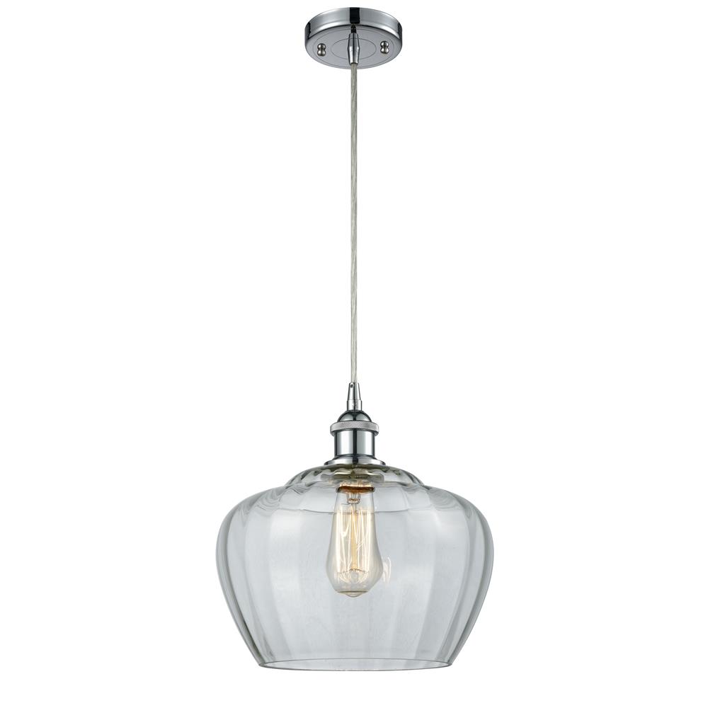 Innovations 516-1P-PC-G92L-LED 1 Light Vintage Dimmable LED Large Fenton 11 inch Mini Pendant in Polished Chrome
