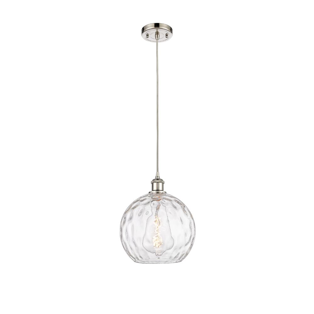 Innovations 516-1P-PN-G1215-10 Athens Water Glass 1 Light 10 inch Mini Pendant in Polished Nickel