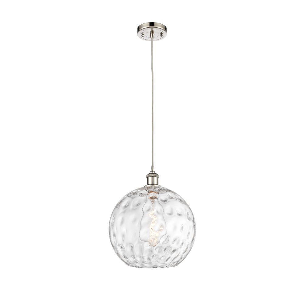 Innovations 516-1P-PN-G1215-12 Athens Water Glass 1 Light 12 inch Mini Pendant in Polished Nickel