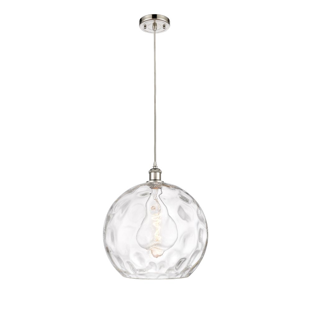 Innovations 516-1P-PN-G1215-14 Athens Water Glass 1 Light 13.75 inch Pendant in Polished Nickel