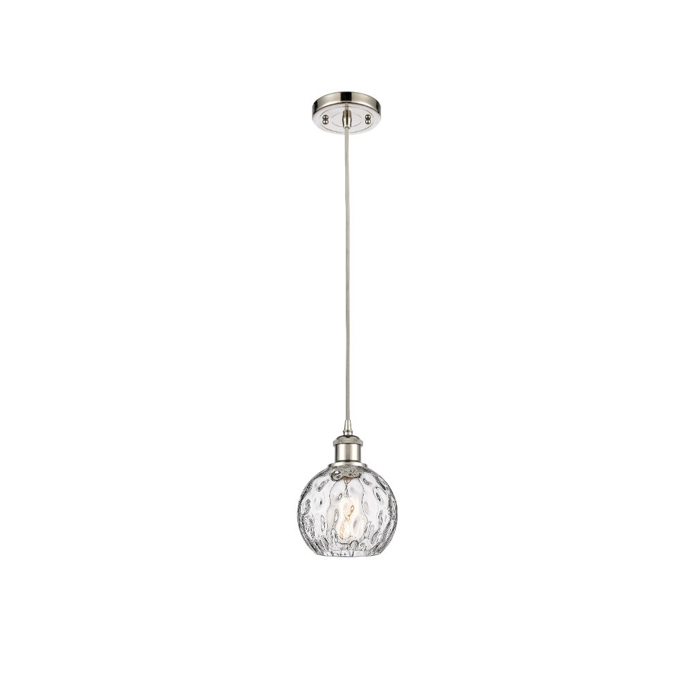 Innovations 516-1P-PN-G1215-6 Athens Water Glass 1 Light 6 inch Mini Pendant in Polished Nickel