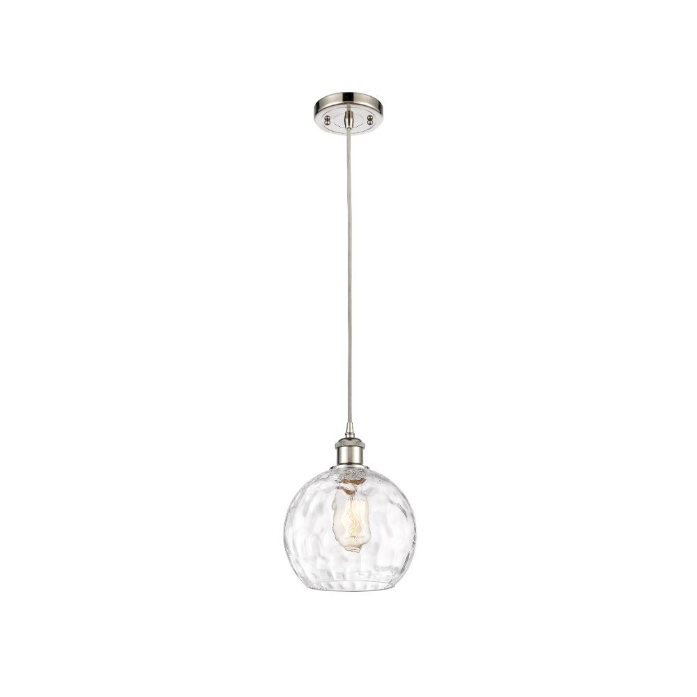 Innovations 516-1P-PN-G1215-8 Athens Water Glass 1 Light 8 inch Mini Pendant in Polished Nickel