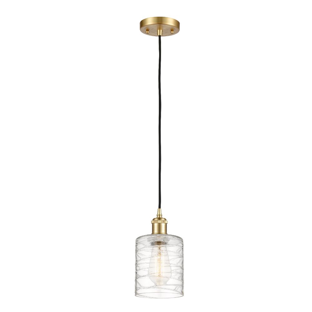 Innovations 516-1P-SG-G1113 Cobbleskill 1 Light Mini Pendant part of the Ballston Collection in Satin Gold