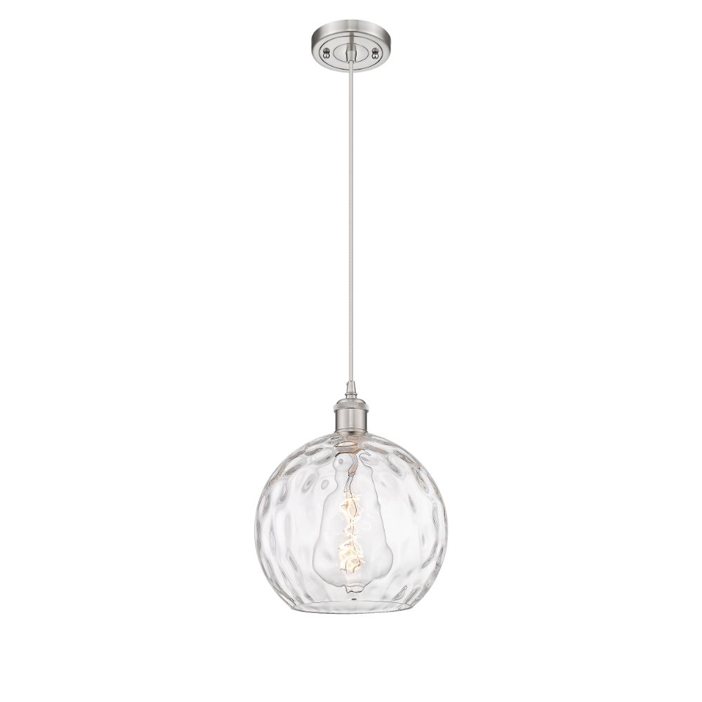 Innovations 516-1P-SN-G1215-10 Athens Water Glass 1 Light 10 inch Mini Pendant in Brushed Satin Nickel