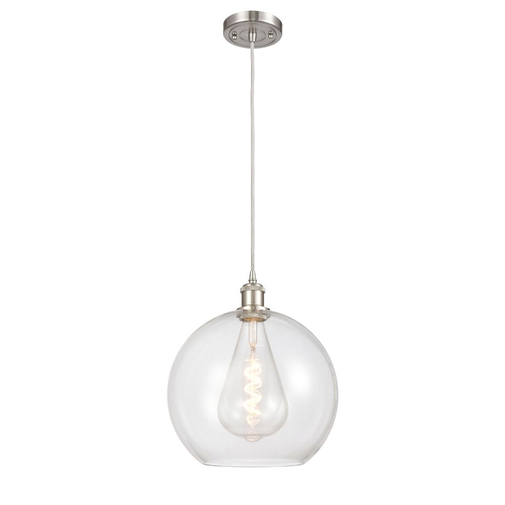 Innovations 516-1P-SN-G122-12-LED Large Athens 1 Light  11.75 inch Mini Pendant in Brushed Satin Nickel