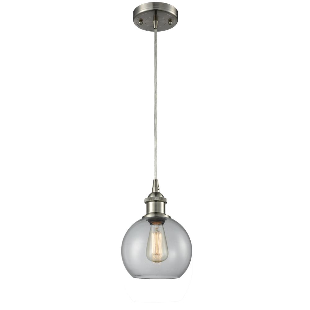 Innovations 516-1P-SN-G122-LED 1 Light Vintage Dimmable LED Athens 8 inch Mini Pendant in Brushed Satin Nickel