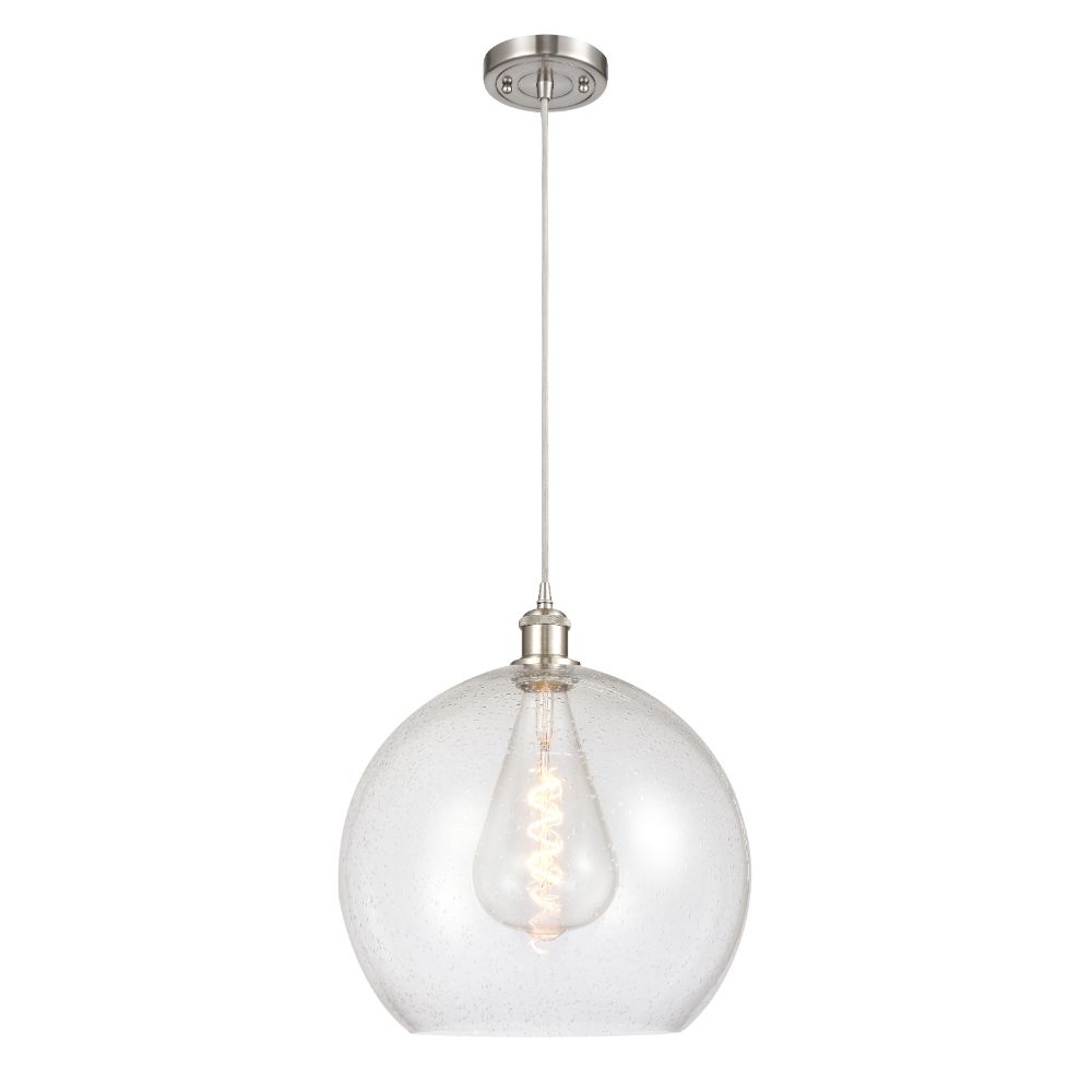 Innovations 516-1P-SN-G124-14 Large Athens 1 Light  13.75 inch Mini Pendant in Brushed Satin Nickel