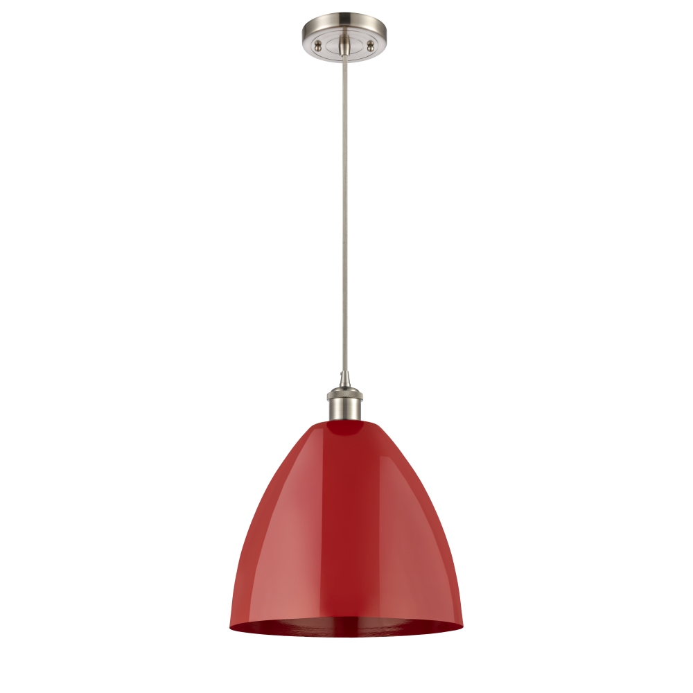 Innovations 516-1P-SN-MBD-12-RD Plymouth Dome 1 Light inch Mini Pendant in Brushed Satin Nickel