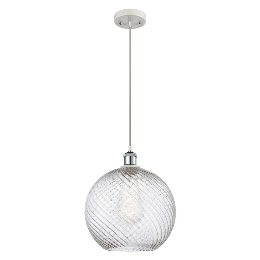 Innovations 516-1P-WPC-G1214-12 X-Large Twisted Swirl 1 Light Mini Pendant in White and Polished Chrome