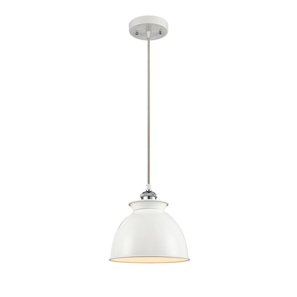 Innovations 516-1P-WPC-M14-WPC-LED Adirondack 1 Light Mini Pendant in White and Polished Chrome with Glossy White Dome Metal Shade