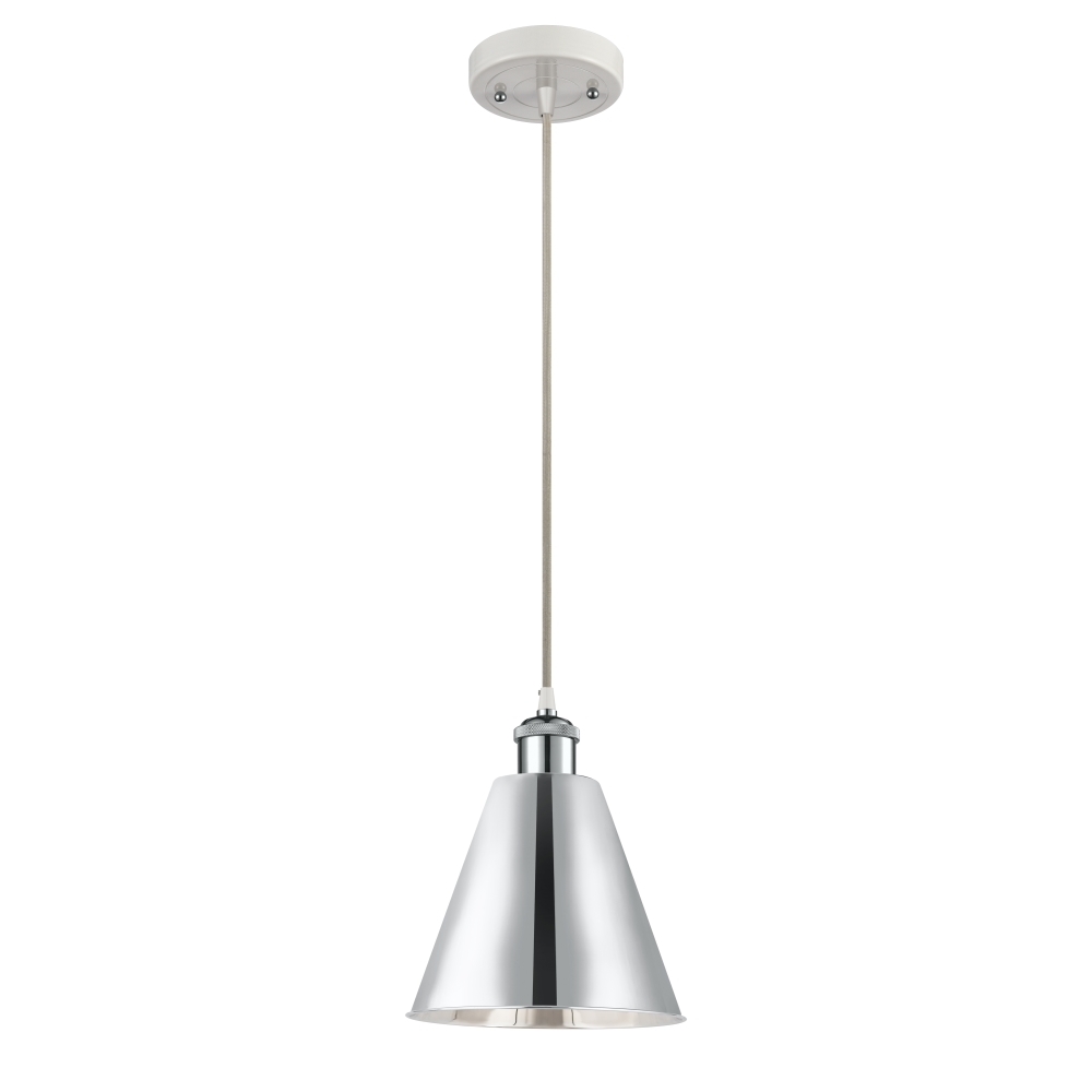 Innovations 516-1P-WPC-MBC-8-PC Ballston Cone 1 Light inch Mini Pendant in White and Polished Chrome