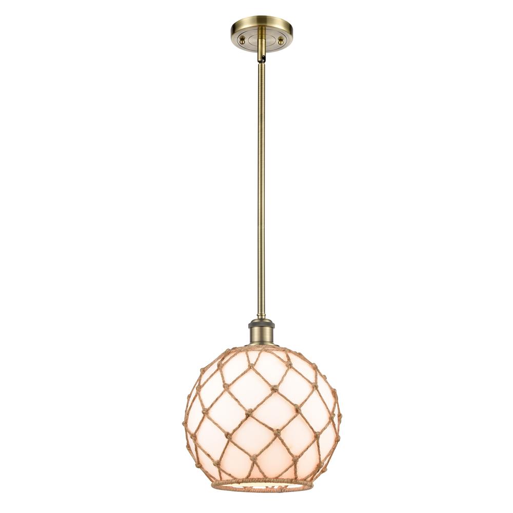 Innovations 516-1S-AB-G121-10RB-LED Large Farmhouse Rope 1 Light Pendant in Antique Brass