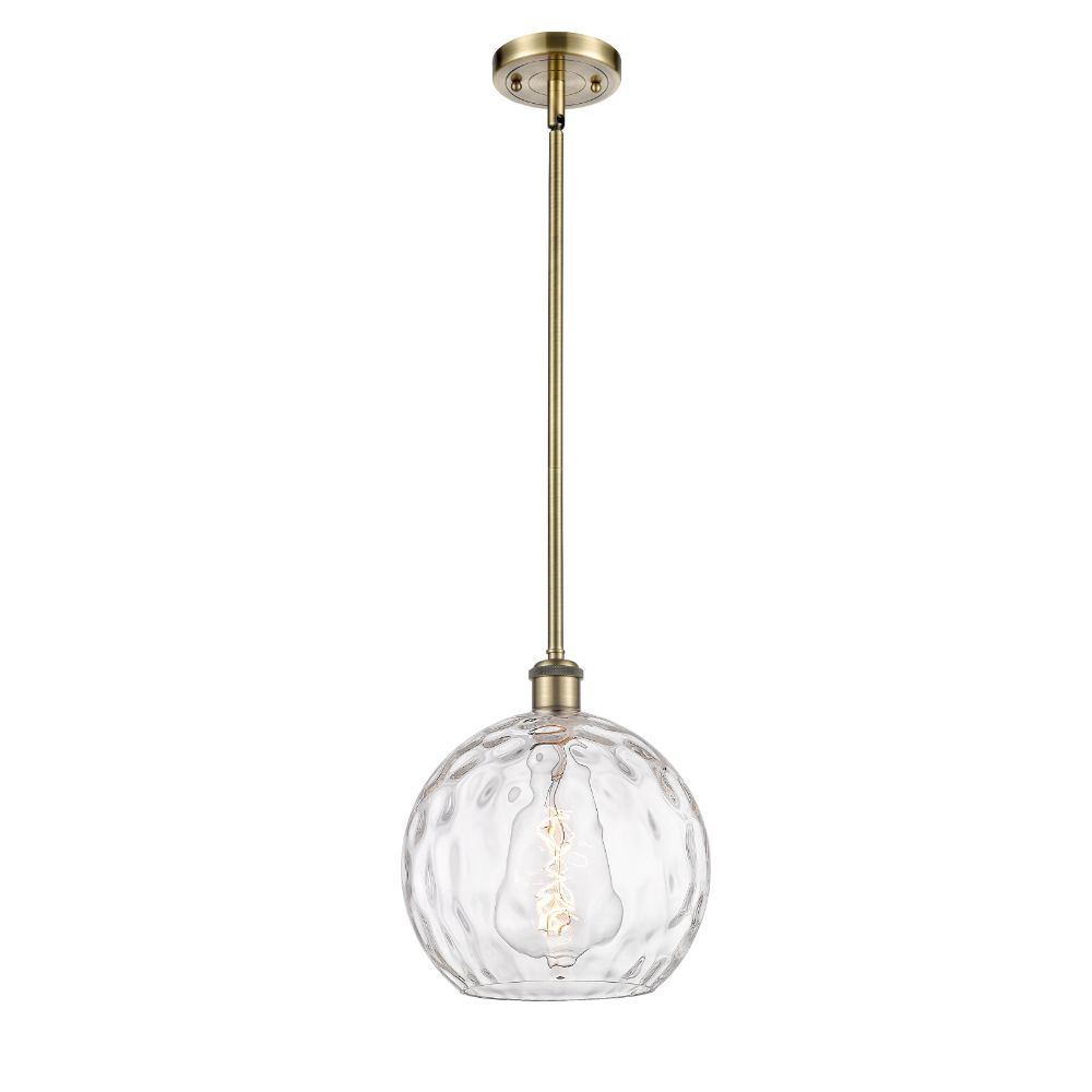 Innovations 516-1S-AB-G1215-10-LED Athens Water Glass 1 Light 10 inch Mini Pendant in Antique Brass