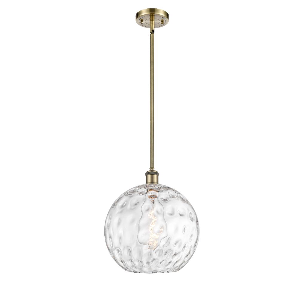 Innovations 516-1S-AB-G1215-12-LED Athens Water Glass 1 Light 12 inch Mini Pendant in Antique Brass
