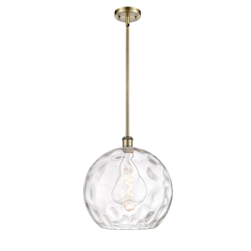 Innovations 516-1S-AB-G1215-14-LED Athens Water Glass 1 Light 13.75 inch Pendant in Antique Brass