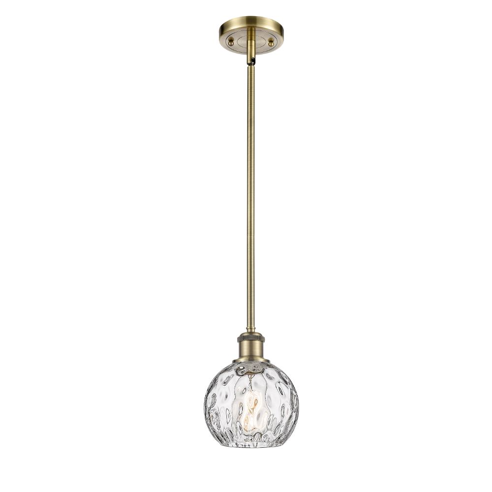 Innovations 516-1S-AB-G1215-6-LED Athens Water Glass 1 Light 6 inch Mini Pendant in Antique Brass