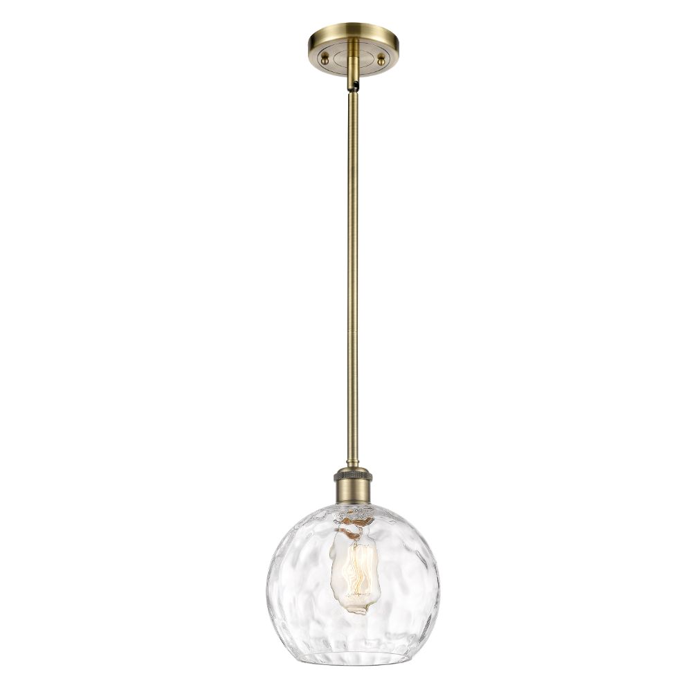 Innovations 516-1S-AB-G1215-8-LED Athens Water Glass 1 Light 8 inch Mini Pendant in Antique Brass