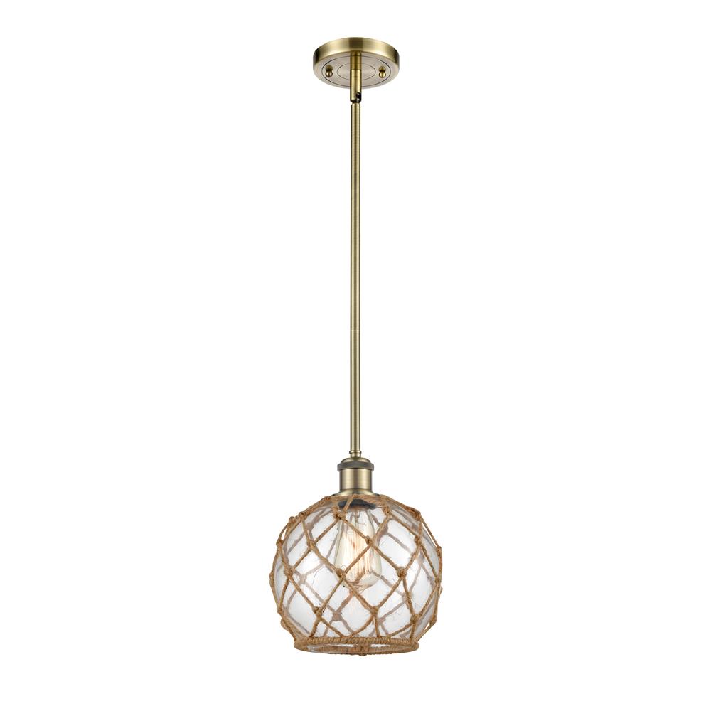 Innovations 516-1S-AB-G122-8RB-LED Farmhouse Rope 1 Light Pendant in Antique Brass