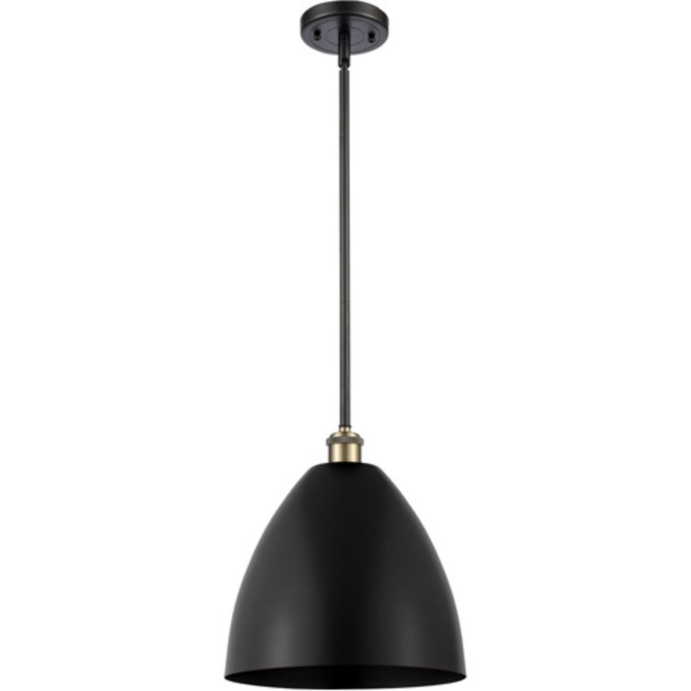 Innovations 516-1S-AB-MBD-12-BL Plymouth Dome Pendant in Antique Brass with Blue Plymouth Dome Cone Metal Shade
