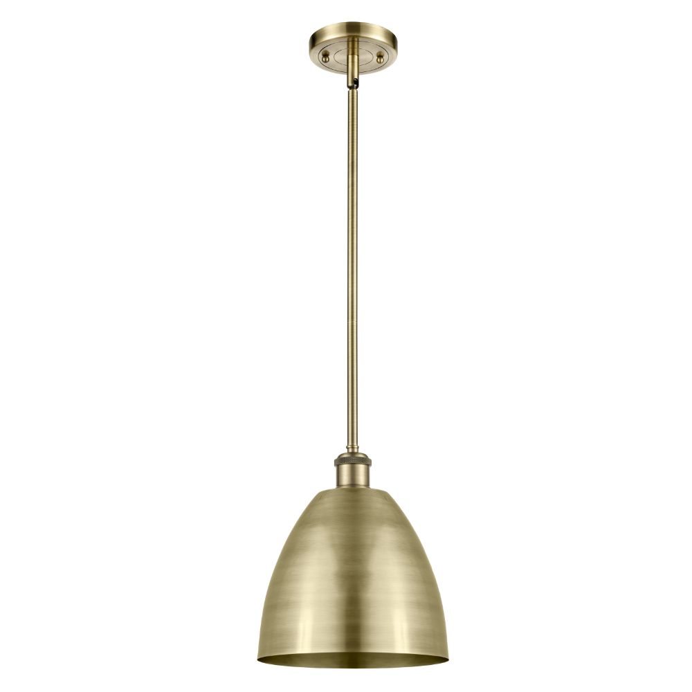 Innovations 516-1S-AB-MBD-9-AB Ballston Dome Pendant in Antique Brass with Antique Brass Ballston Dome Cone Metal Shade