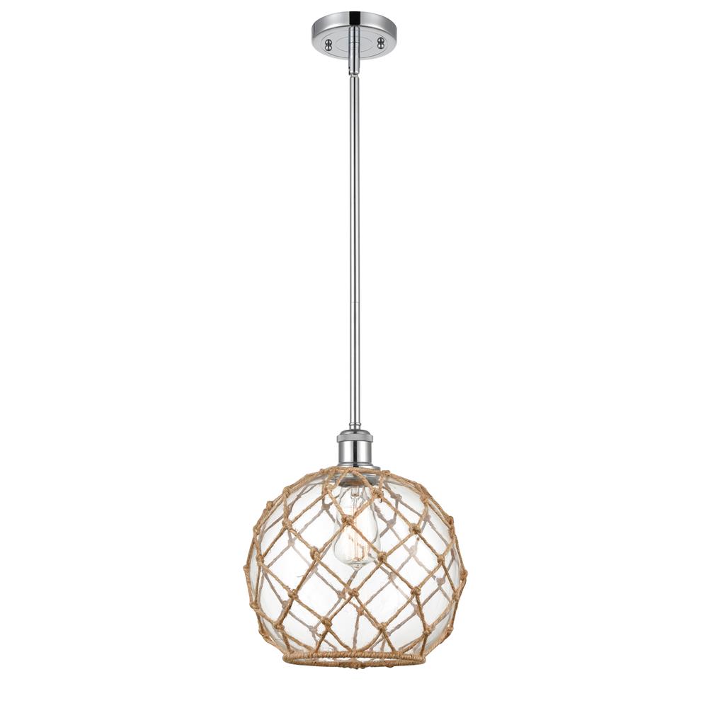 Innovations 516-1S-PC-G122-10RB Ballston Large Farmhouse Rope 1 Light Pendant in Polished Chrome