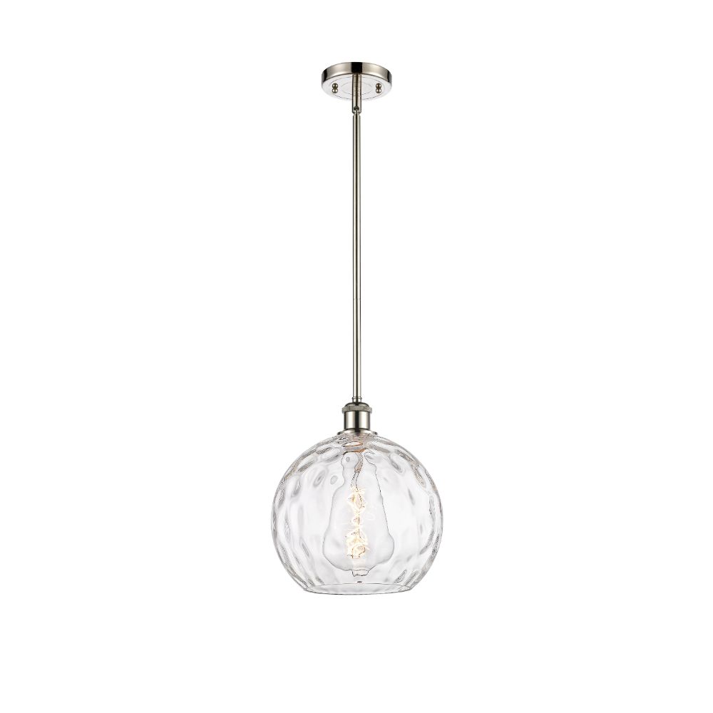 Innovations 516-1S-PN-G1215-10 Athens Water Glass 1 Light 10 inch Mini Pendant in Polished Nickel