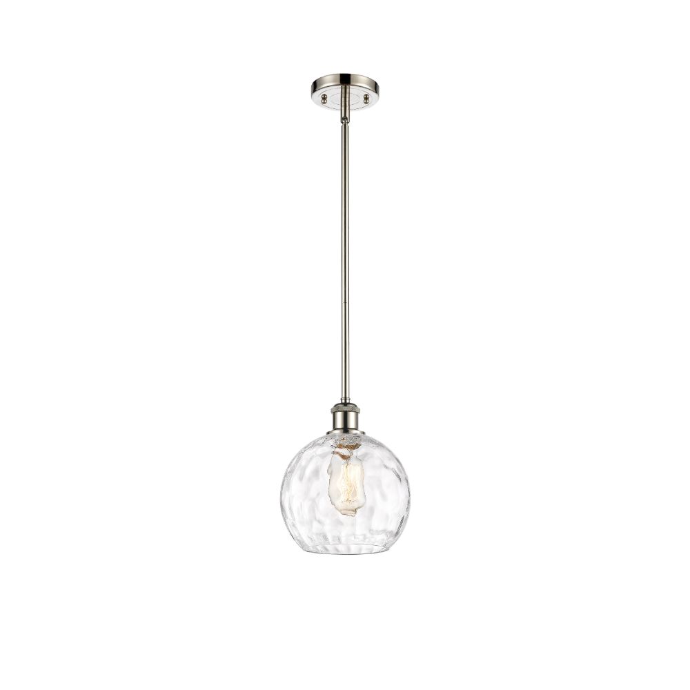 Innovations 516-1S-PN-G1215-8 Athens Water Glass 1 Light 8 inch Mini Pendant in Polished Nickel