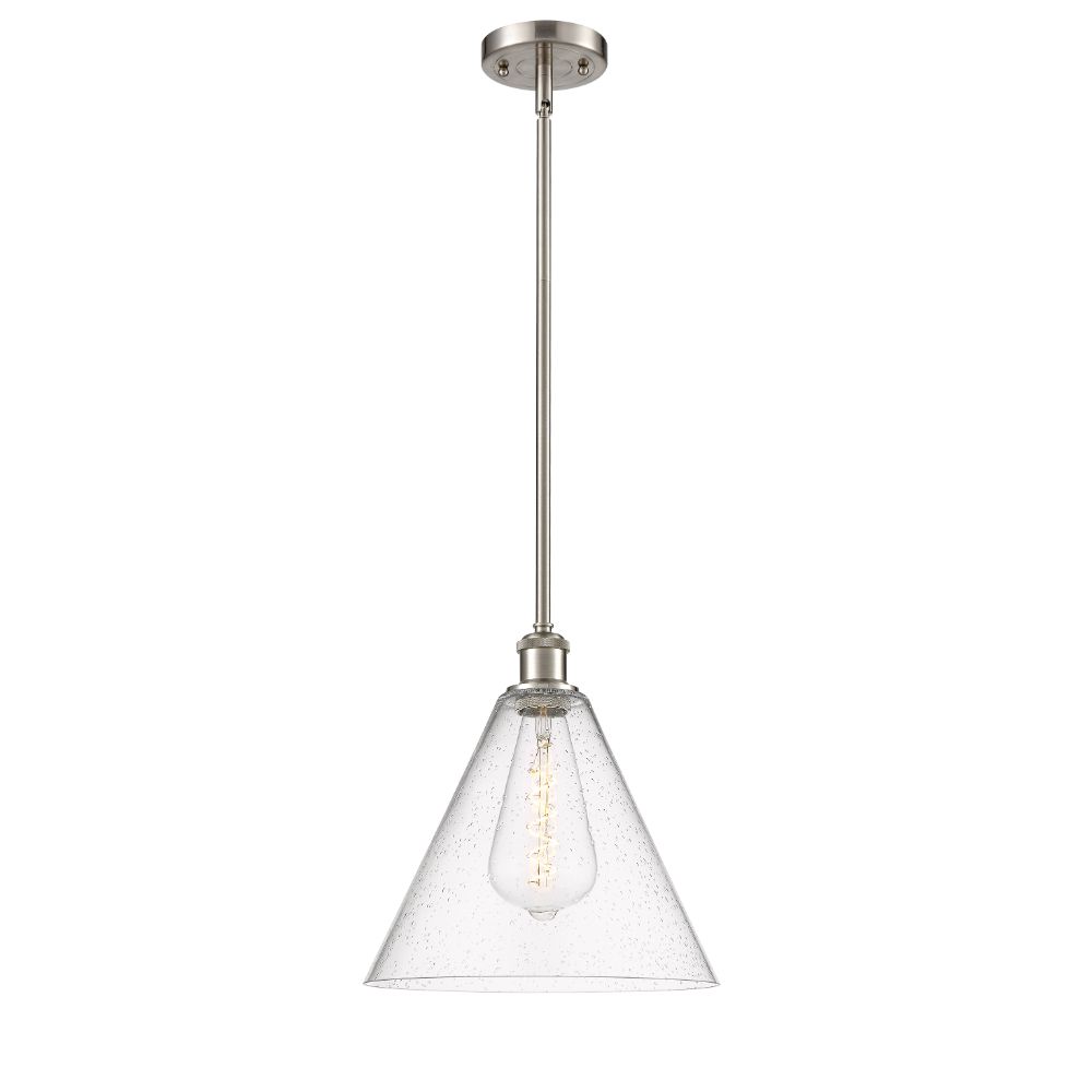 Innovations 516-1S-SN-GBC-124-LED Ballston Cone 1 Light  12 inch Pendant in Brushed Satin Nickel