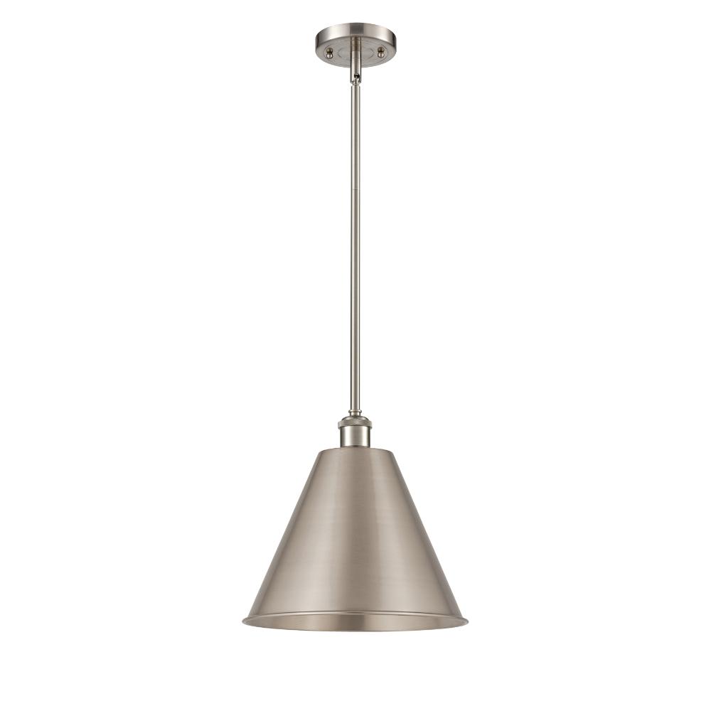 Innovations 516-1S-SN-MBC-12-SN Ballston Cone Pendant in Brushed Satin Nickel with Brushed Satin Nickel Ballston Cone Cone Metal Shade