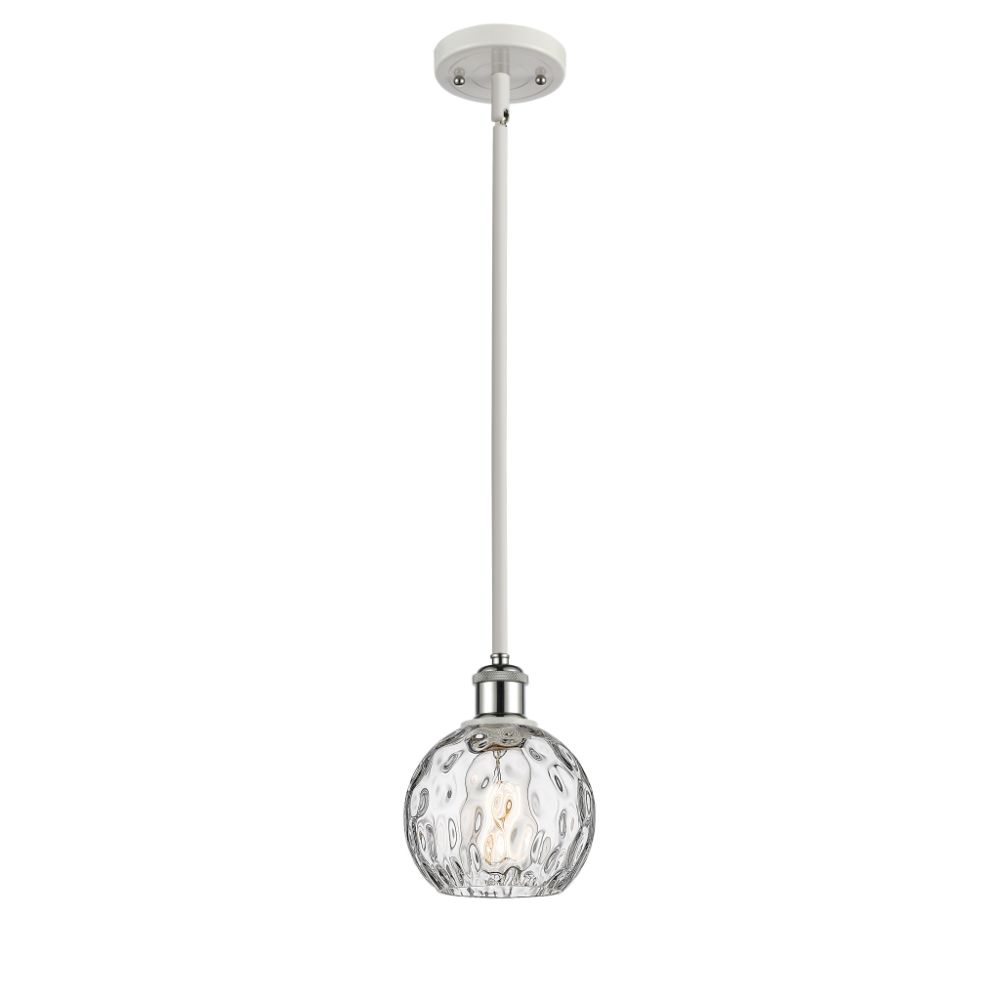 Innovations 516-1S-WPC-G1215-6-LED Athens Water Glass 1 Light 6 inch Mini Pendant in White and Polished Chrome
