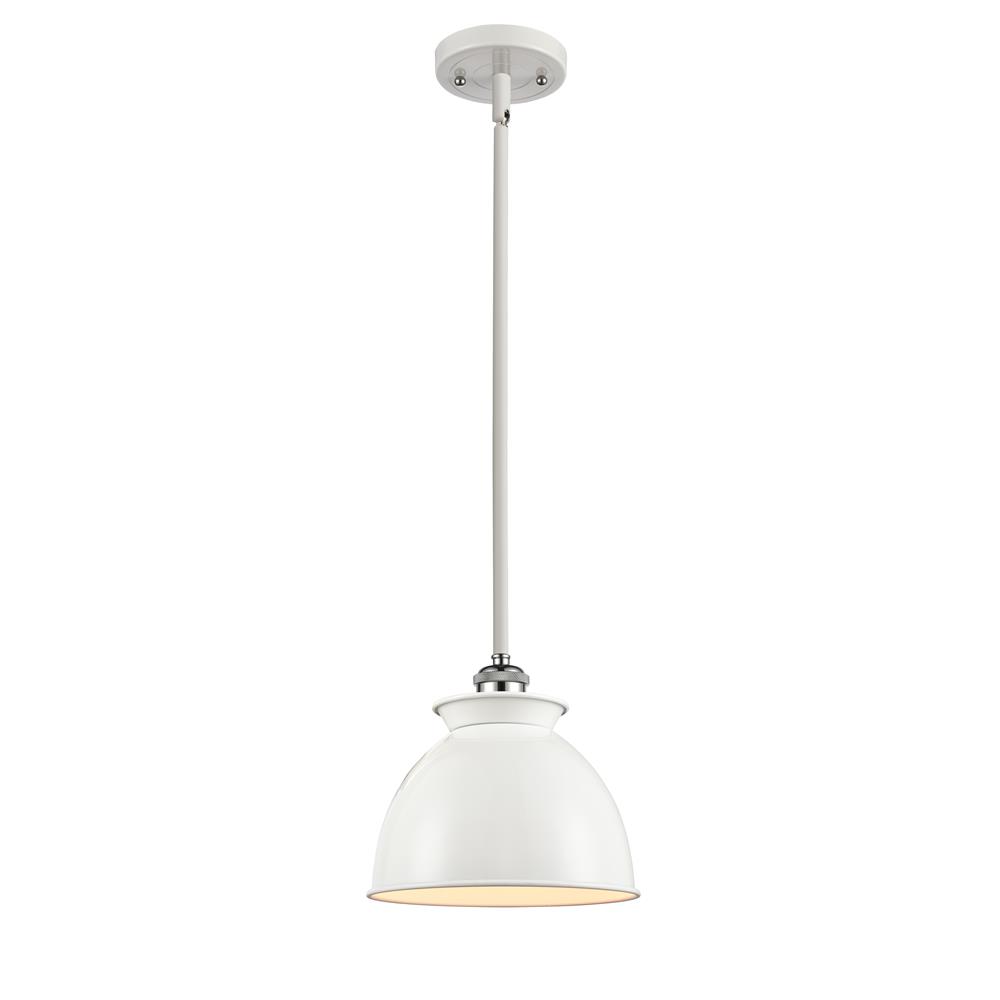 Innovations 516-1S-WPC-M14-W Adirondack 1 Light Pendant in White and Polished Chrome with Glossy White Dome Metal Shade