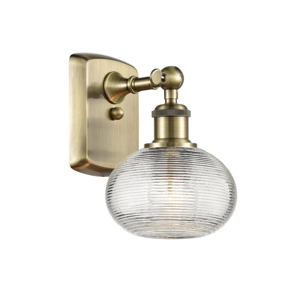 Innovations 516-1W-AB-G555-6CL Ballston - Ithaca - 1 Light 6" Sconce - Antique Brass Finish - Clear Ithaca Shade