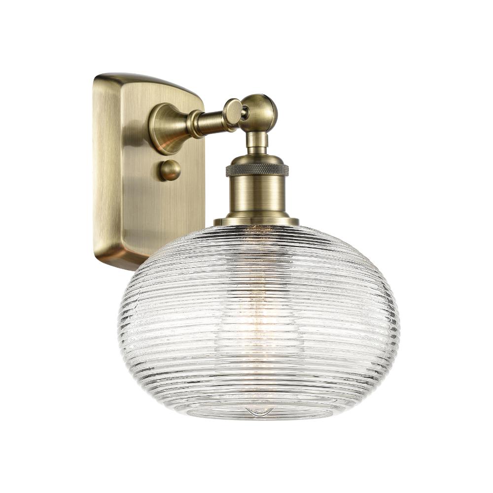 Innovations 516-1W-AB-G555-8CL Ballston - Ithaca - 1 Light 8" Sconce - Antique Brass Finish - Clear Ithaca Shade