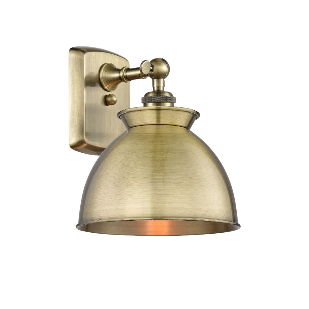 Innovations 516-1W-AB-M14-AB Adirondack - 1 Light 8" Wall-Mounted Sconce - Antique Brass Finish - Antique Brass Shade