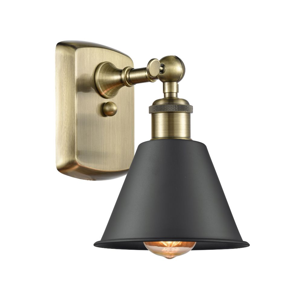Innovations 516-1W-AB-M8-BK Smithfield 1 Light Sconce part of the Ballston Collection in Antique Brass