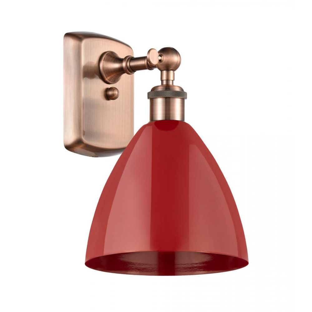 Innovations 516-1W-AB-MBD-75-BL Plymouth Dome Sconce in Antique Brass with Blue Plymouth Dome Cone Metal Shade