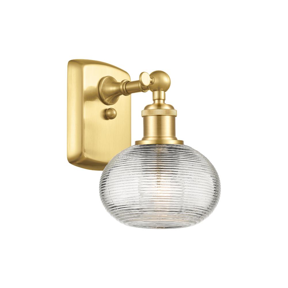 Innovations 516-1W-SG-G555-6CL Ballston - Ithaca - 1 Light 6" Sconce - Satin Gold Finish - Clear Ithaca Shade