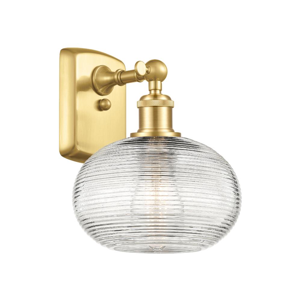 Innovations 516-1W-SG-G555-8CL Ballston - Ithaca - 1 Light 8" Sconce - Satin Gold Finish - Clear Ithaca Shade
