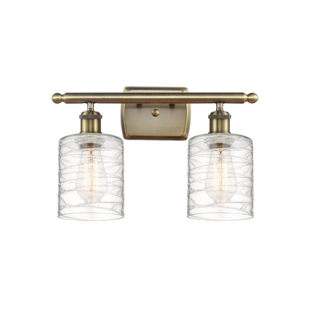 Innovations 516-2W-AB-G1113 Cobbleskill 2 Light Bath Vanity Light part of the Ballston Collection in Antique Brass