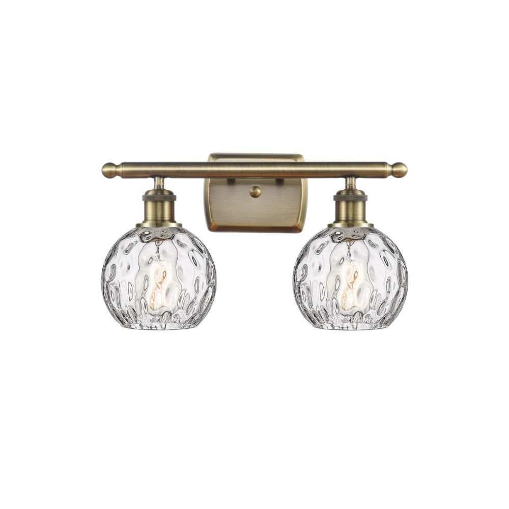 Innovations 516-2W-AB-G1215-6 Athens Water Glass 2 Light 16 inch Bath Vanity Light in Antique Brass